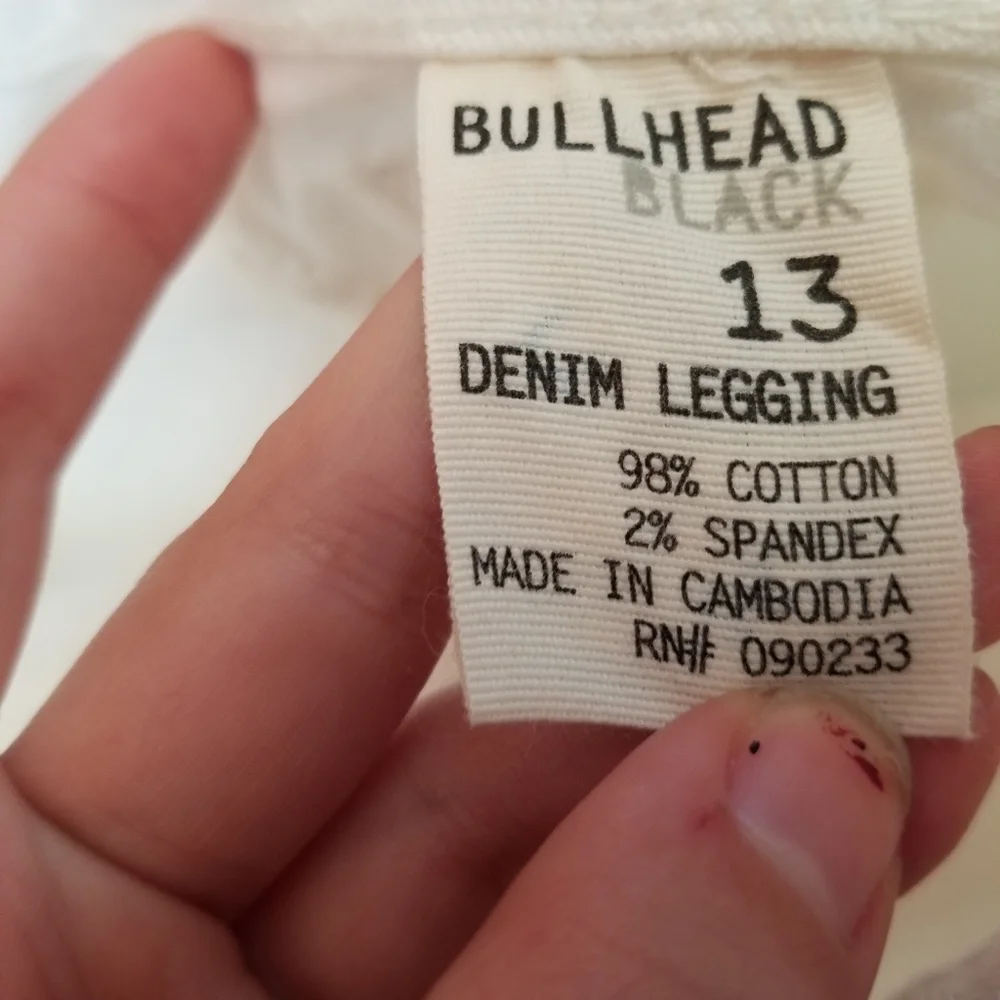 Pacsun Bullhead Black Cotton Denim Legging White Skinny Jeans Sz 13 - Picture 8 of 8